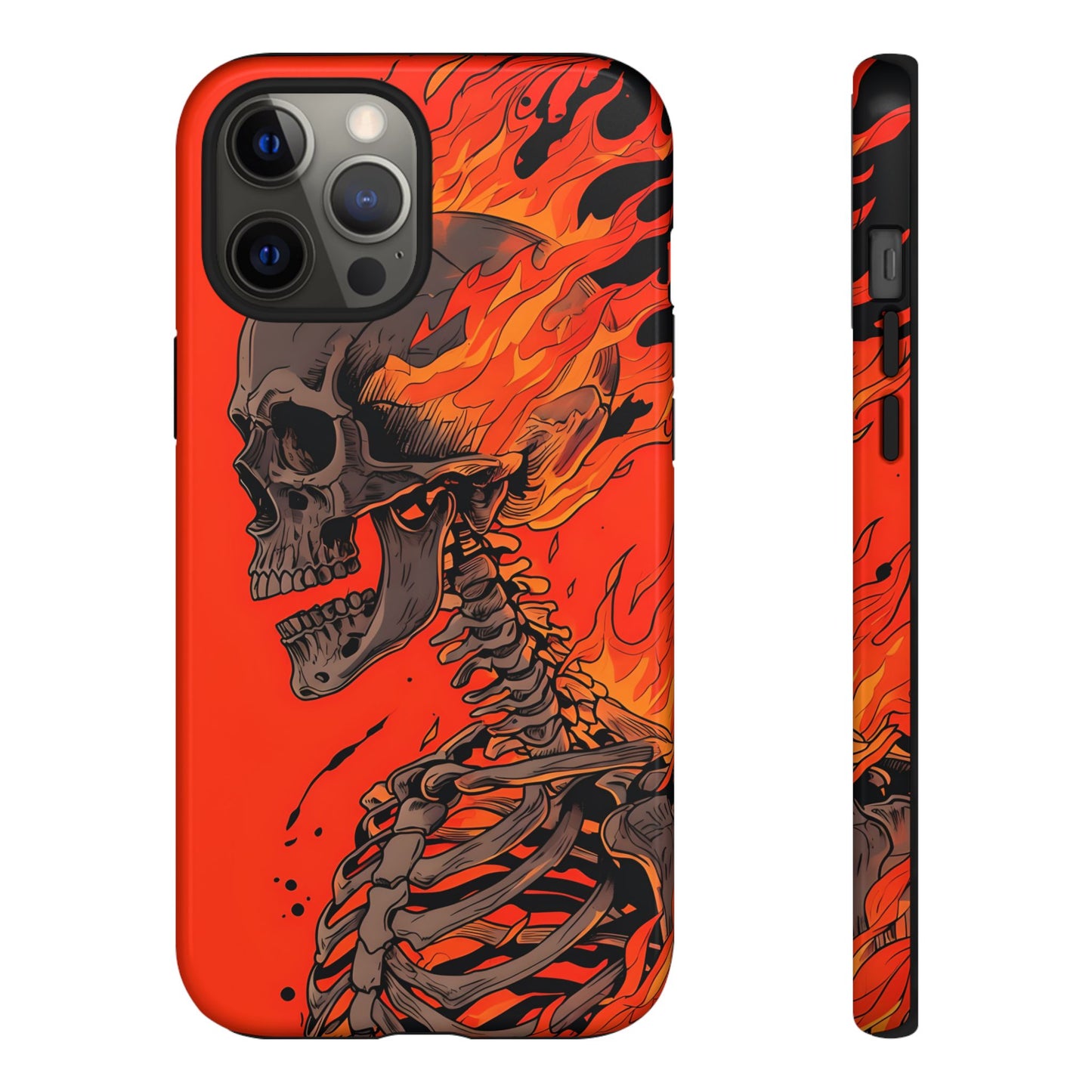 Flaming Skeleton Phone Case - Tough & Stylish Protection