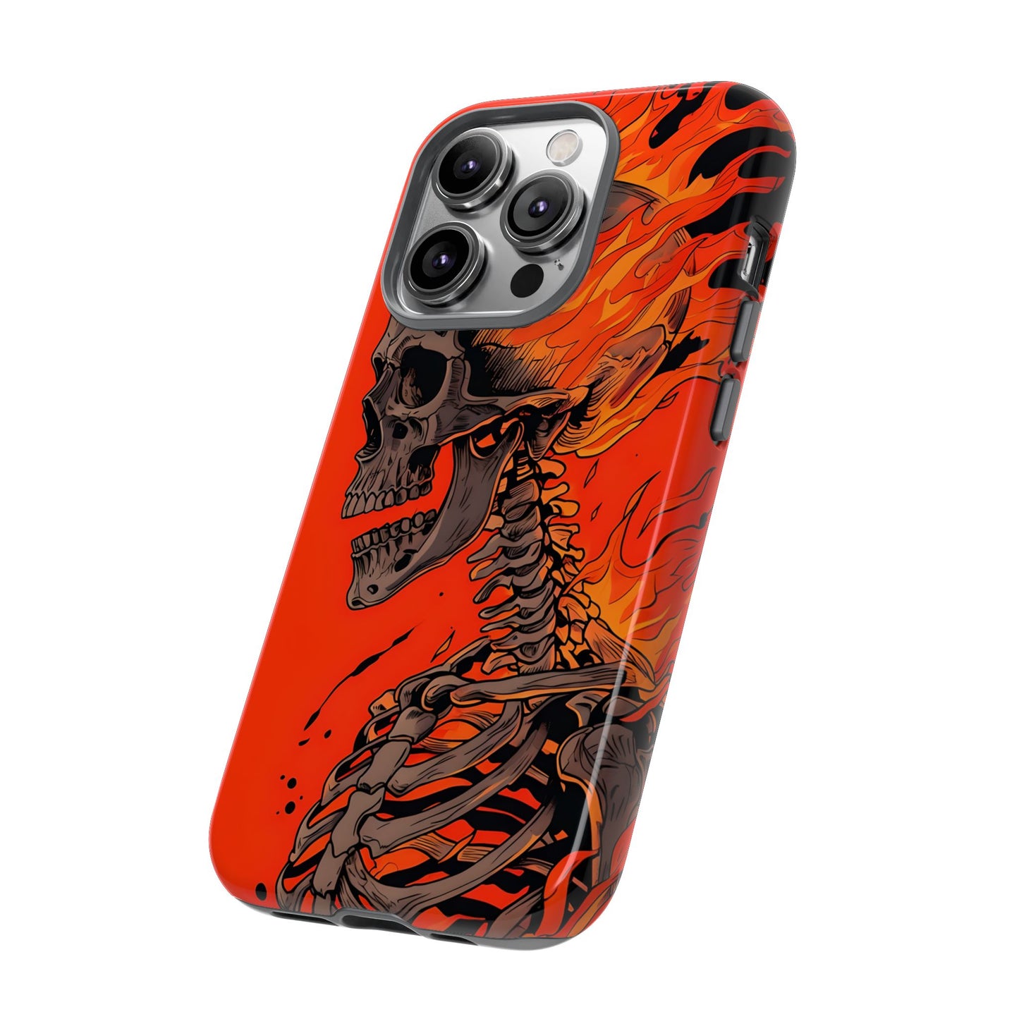 Flaming Skeleton Phone Case - Tough & Stylish Protection