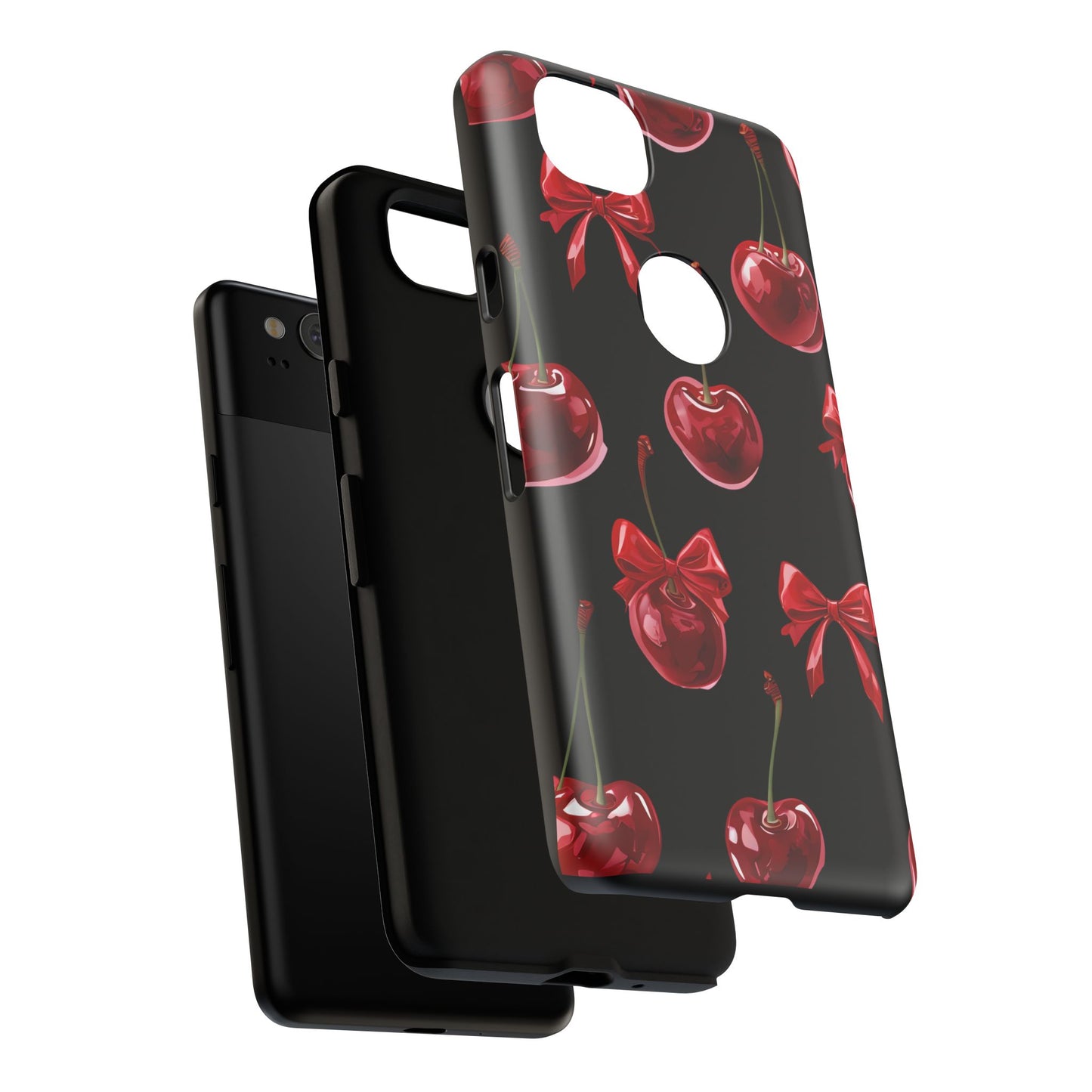 Coquette-Cherry Print Tough Phone Case - Stylish & Durable Protection