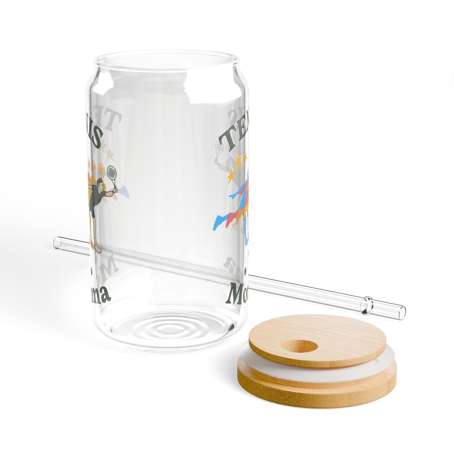 Tennis Mom Sipper Glass - 16oz with Straw, Perfect for Sports Enthusiasts