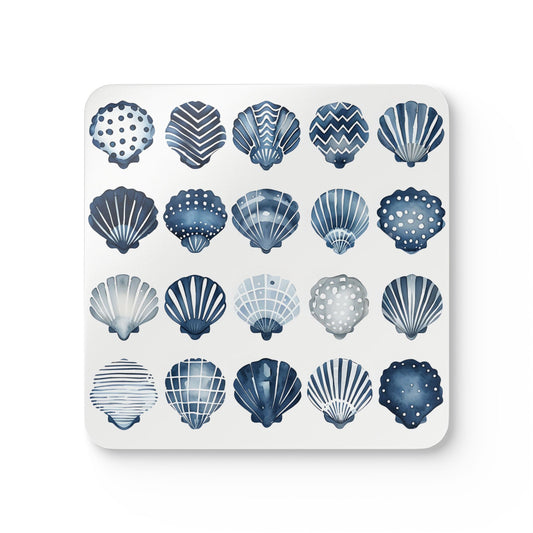Nautical Shell Cork Coaster Set - Beach Decor for Home & Garden