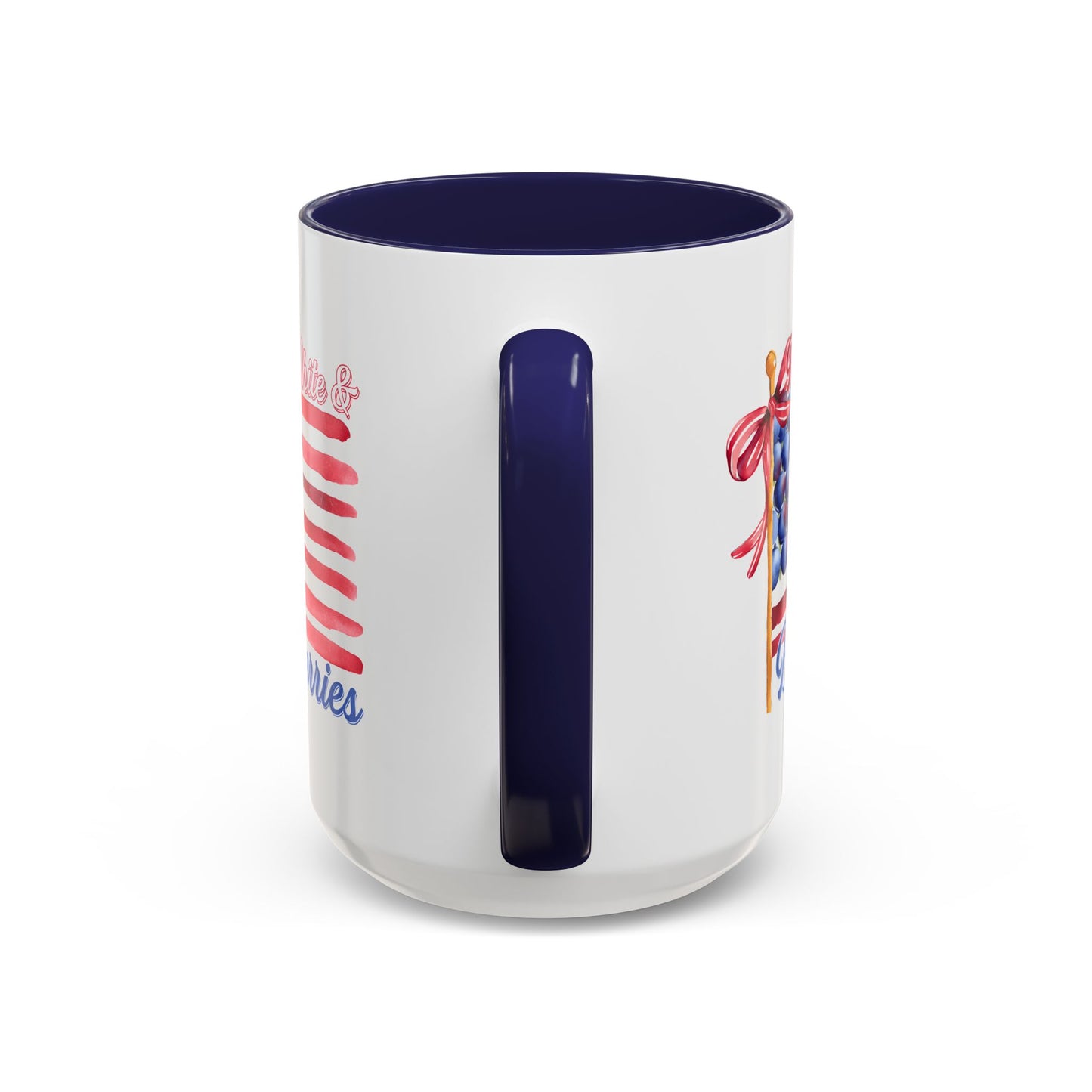 July 4th Accent Coffee Mug with Red, White & Blueberries Design, Patriotic Mug, Americana Decor, Summer BBQ Drinkware, Holiday Gift