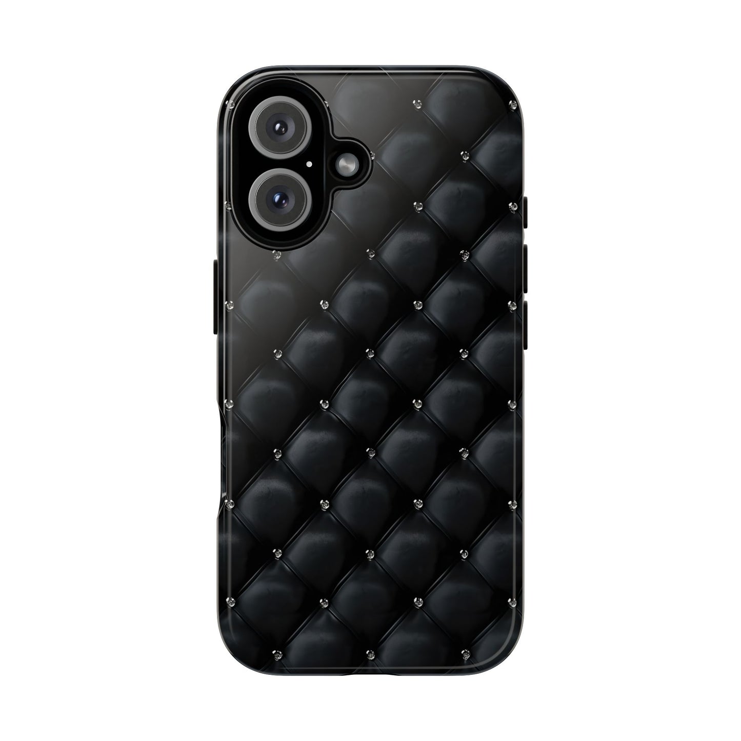 Stylish Tough Phone Case - Elegant Black Quilted Design