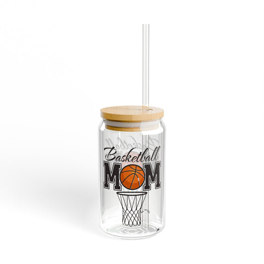 Basketball Mom Sipper Glass, 16oz - Perfect for Game Day!