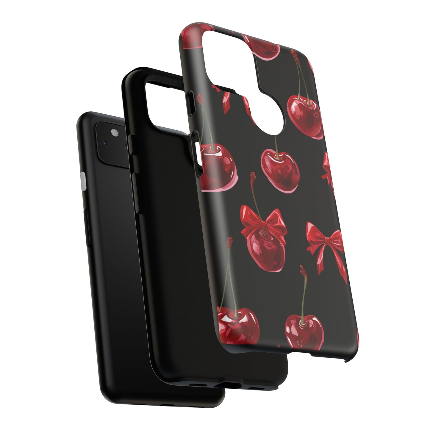 Coquette-Cherry Print Tough Phone Case - Stylish & Durable Protection