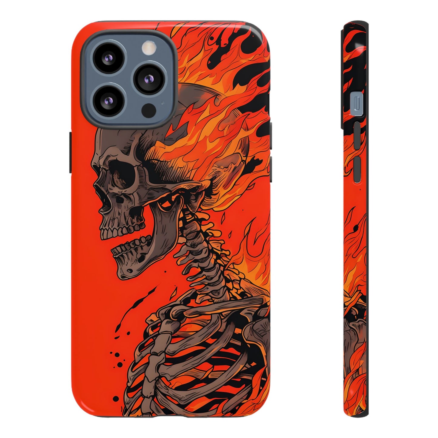 Flaming Skeleton Phone Case - Tough & Stylish Protection