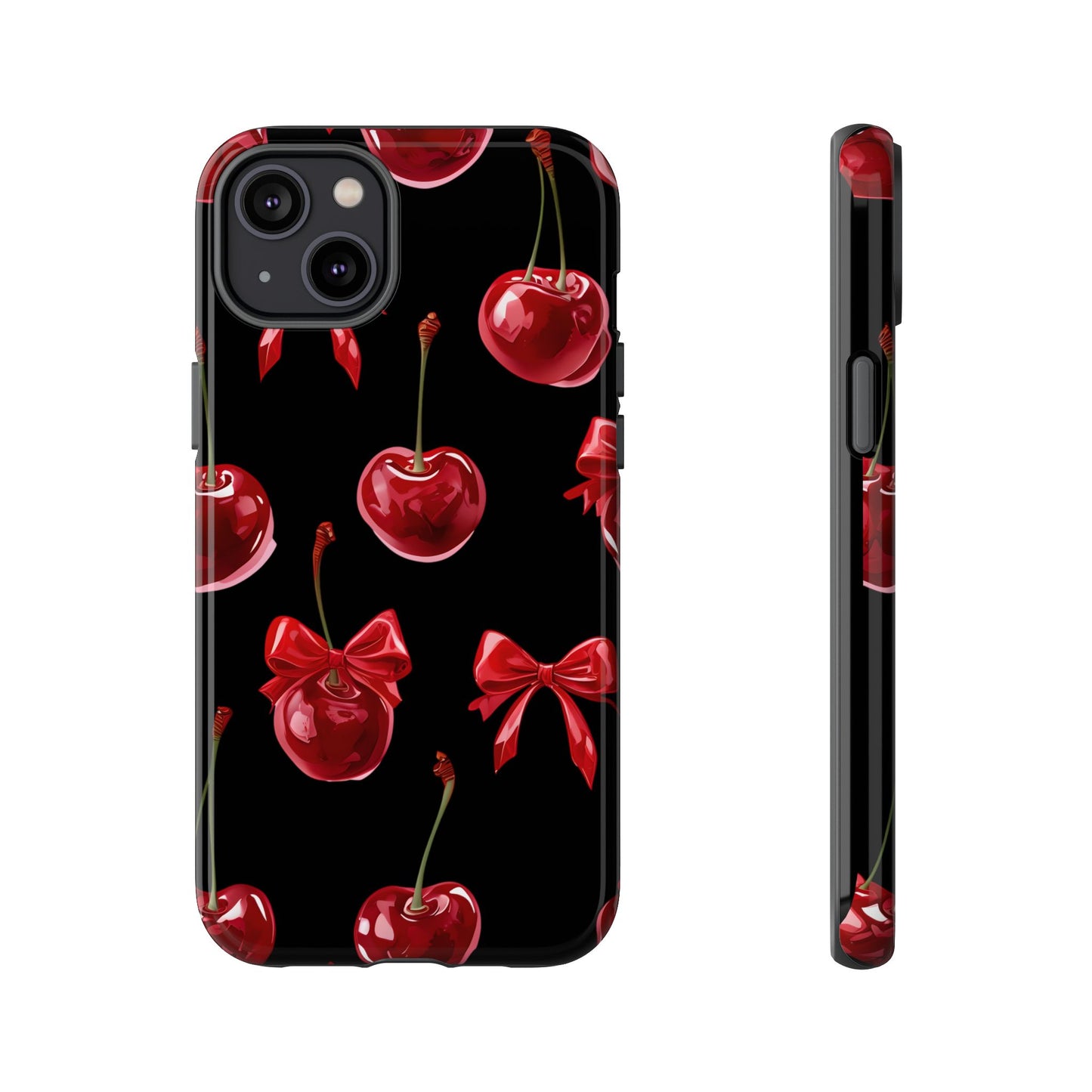 Coquette-Cherry Print Tough Phone Case - Stylish & Durable Protection