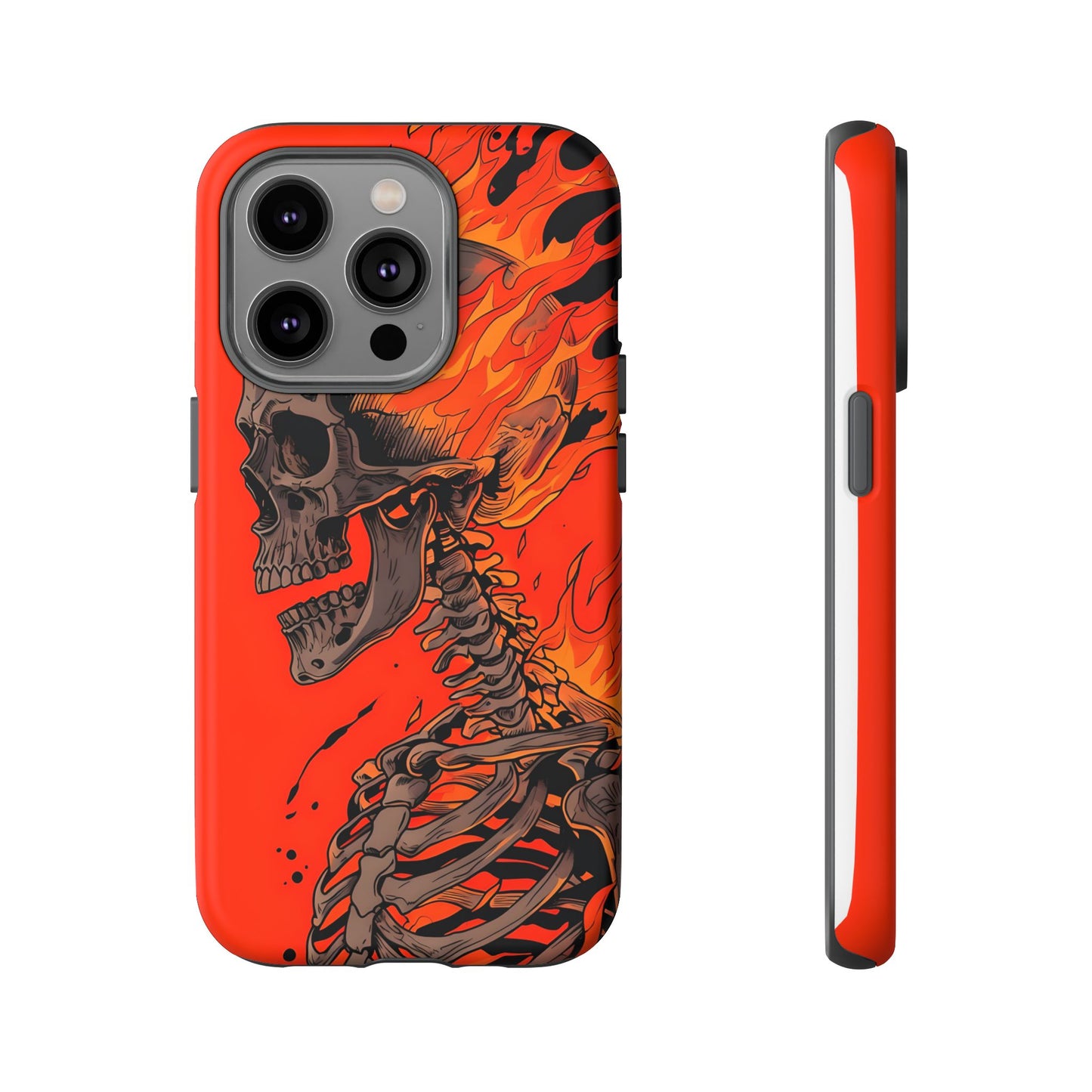 Flaming Skeleton Phone Case - Tough & Stylish Protection