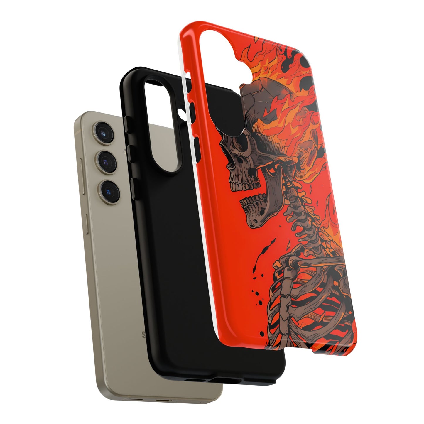 Flaming Skeleton Phone Case - Tough & Stylish Protection