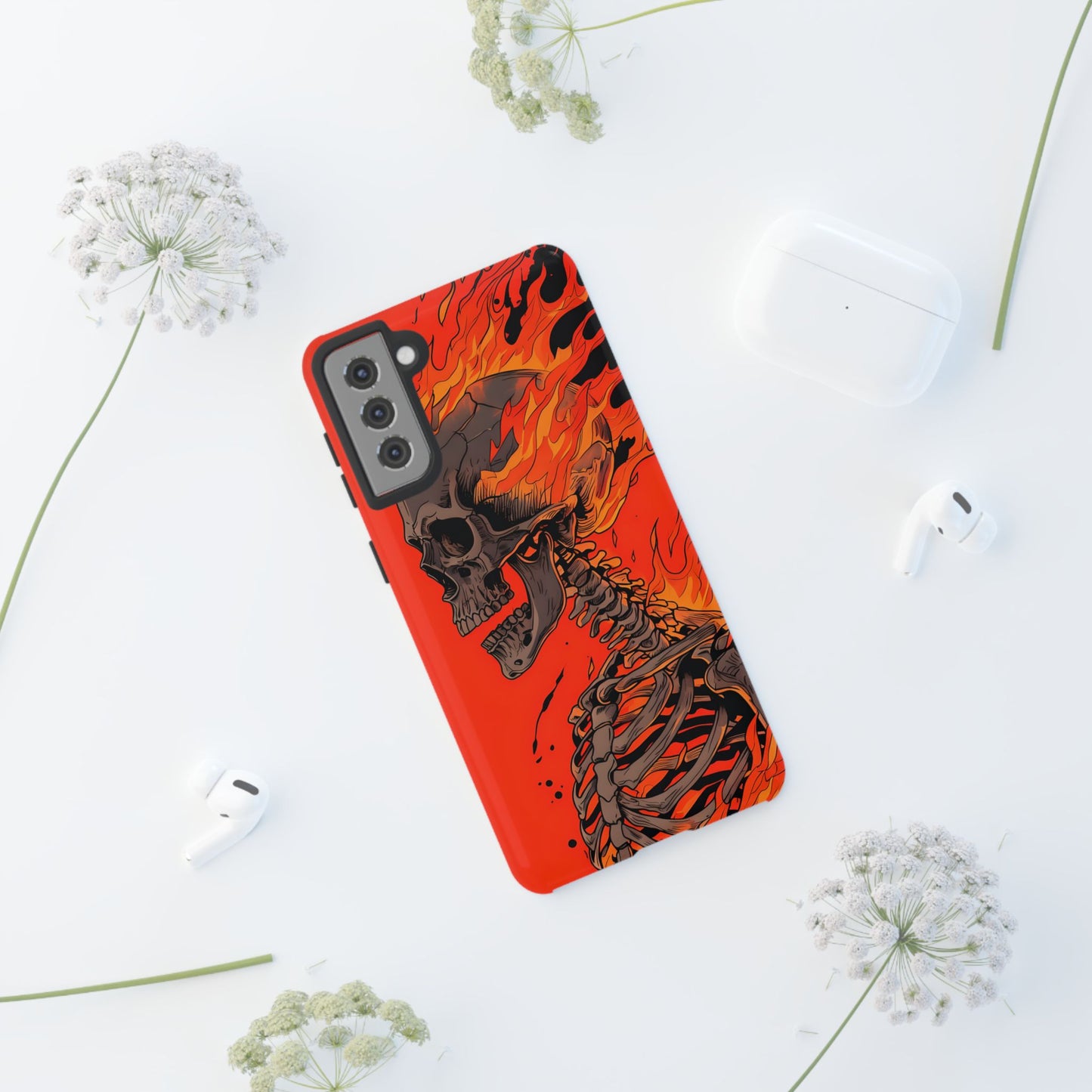 Flaming Skeleton Phone Case - Tough & Stylish Protection