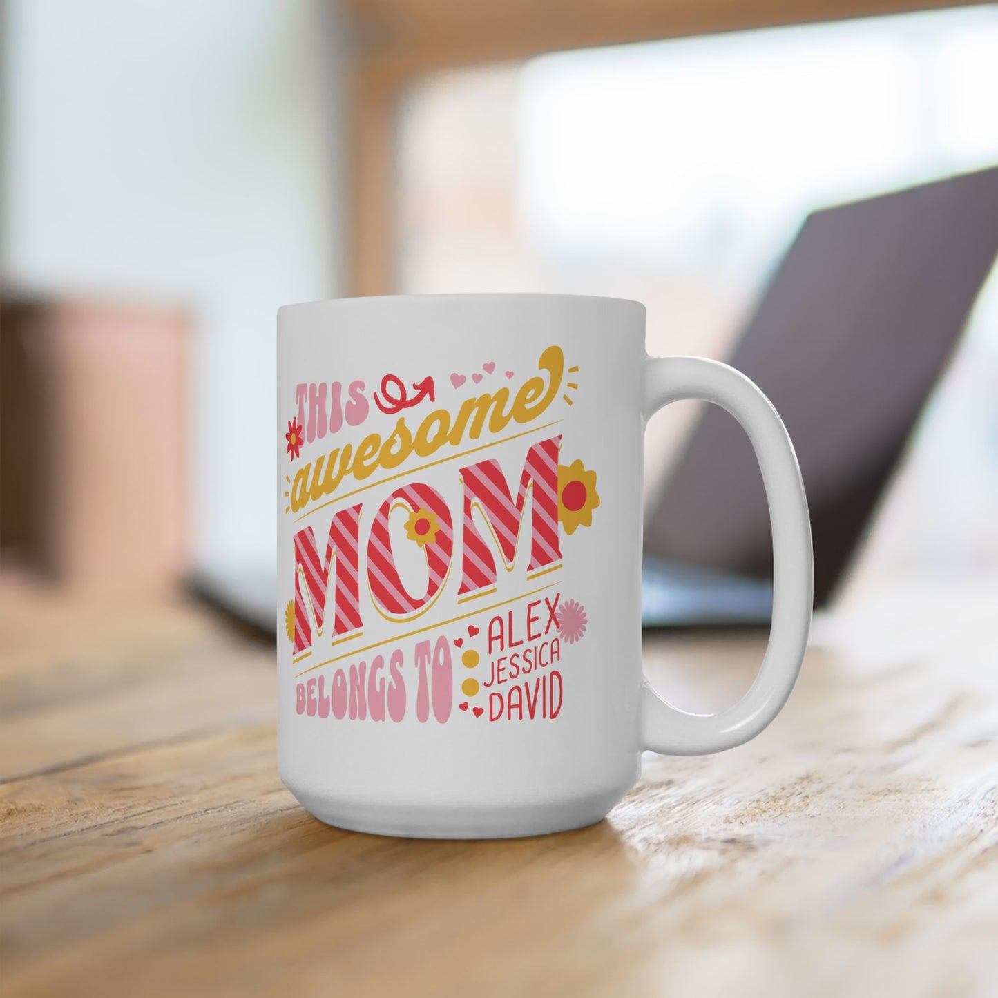 Personalized Awesome Mom Ceramic Mug - Perfect Gift for Mother's Day & Birthdays | 11oz & 15oz Options