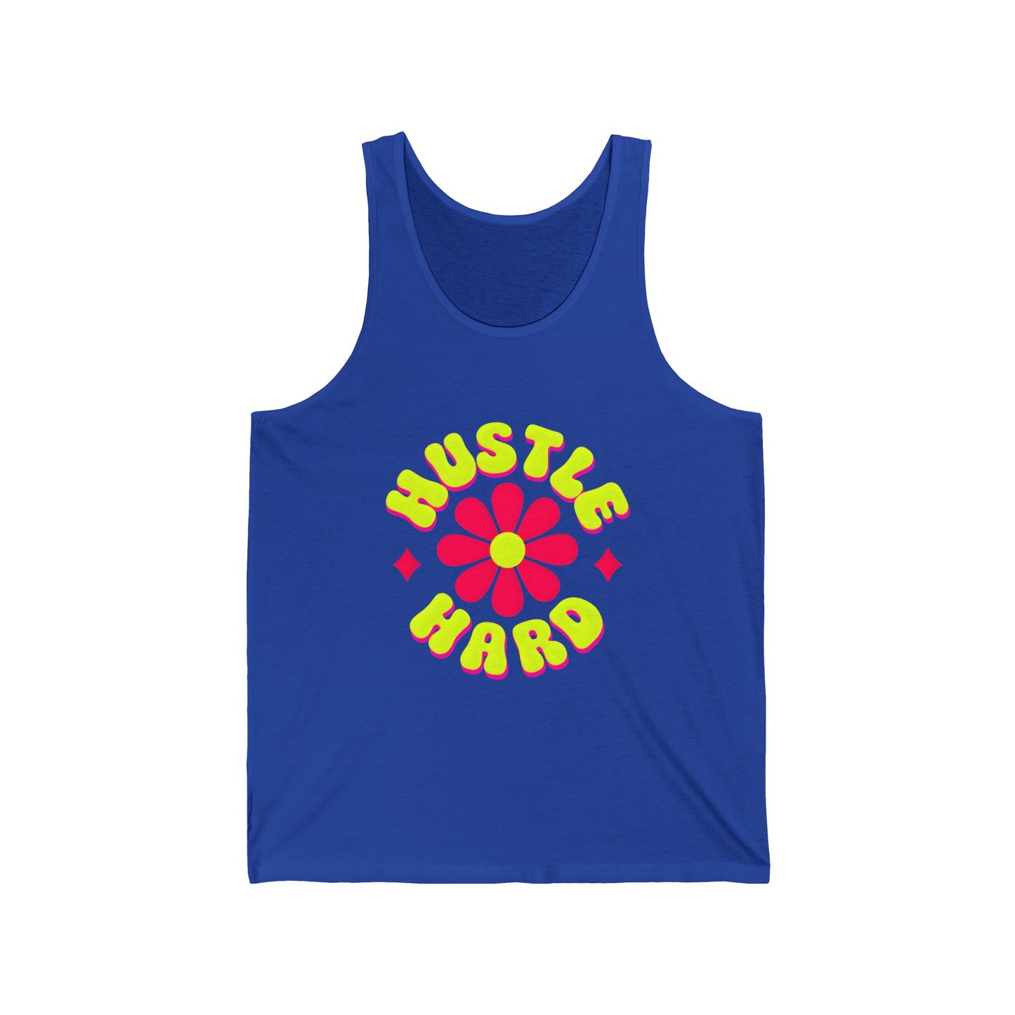Hustle Hard Unisex Jersey Tank - Fun Flower Design