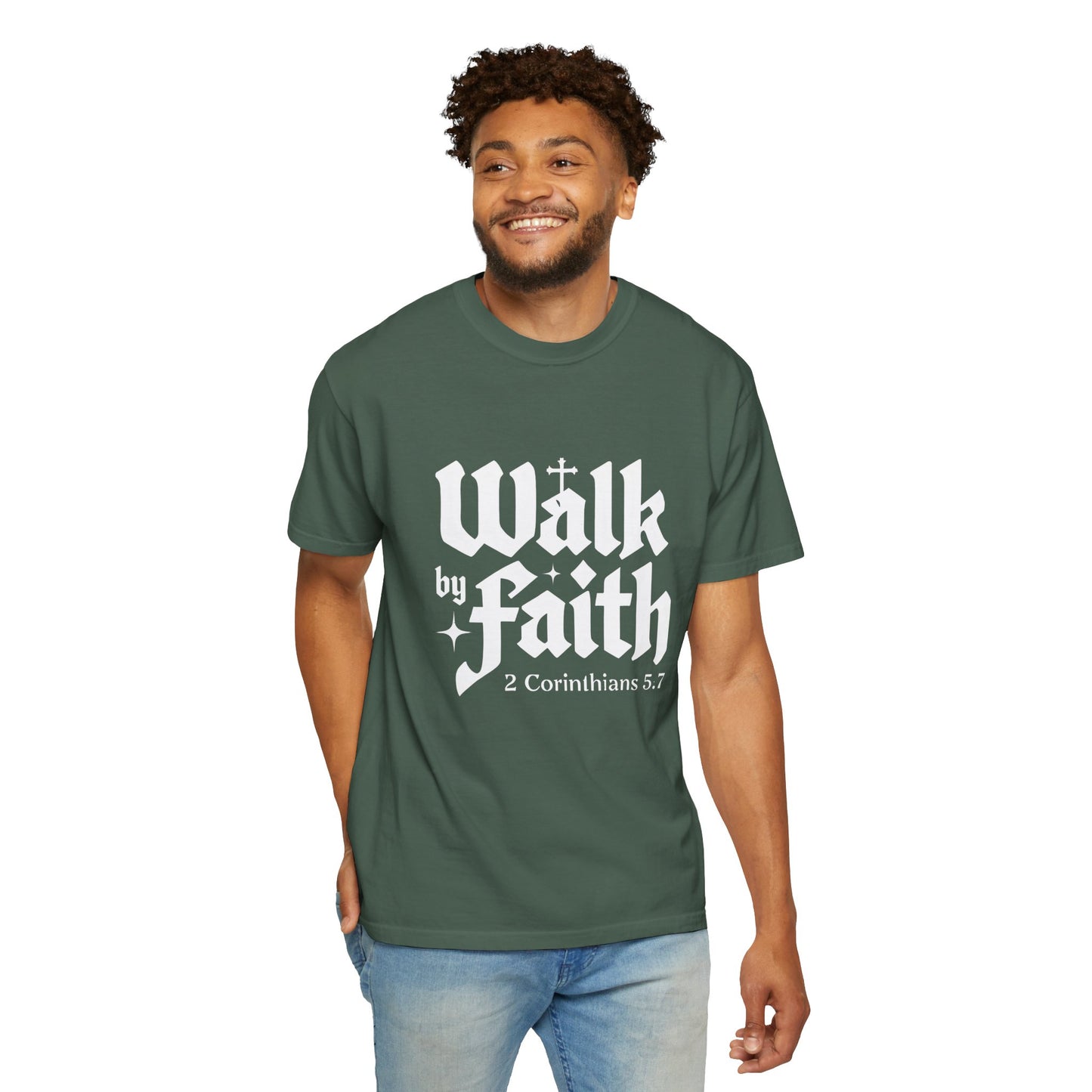 Faith-Inspired Garment-Dyed T-Shirt - 'Walk by Faith' 2 Corinthians 5:7