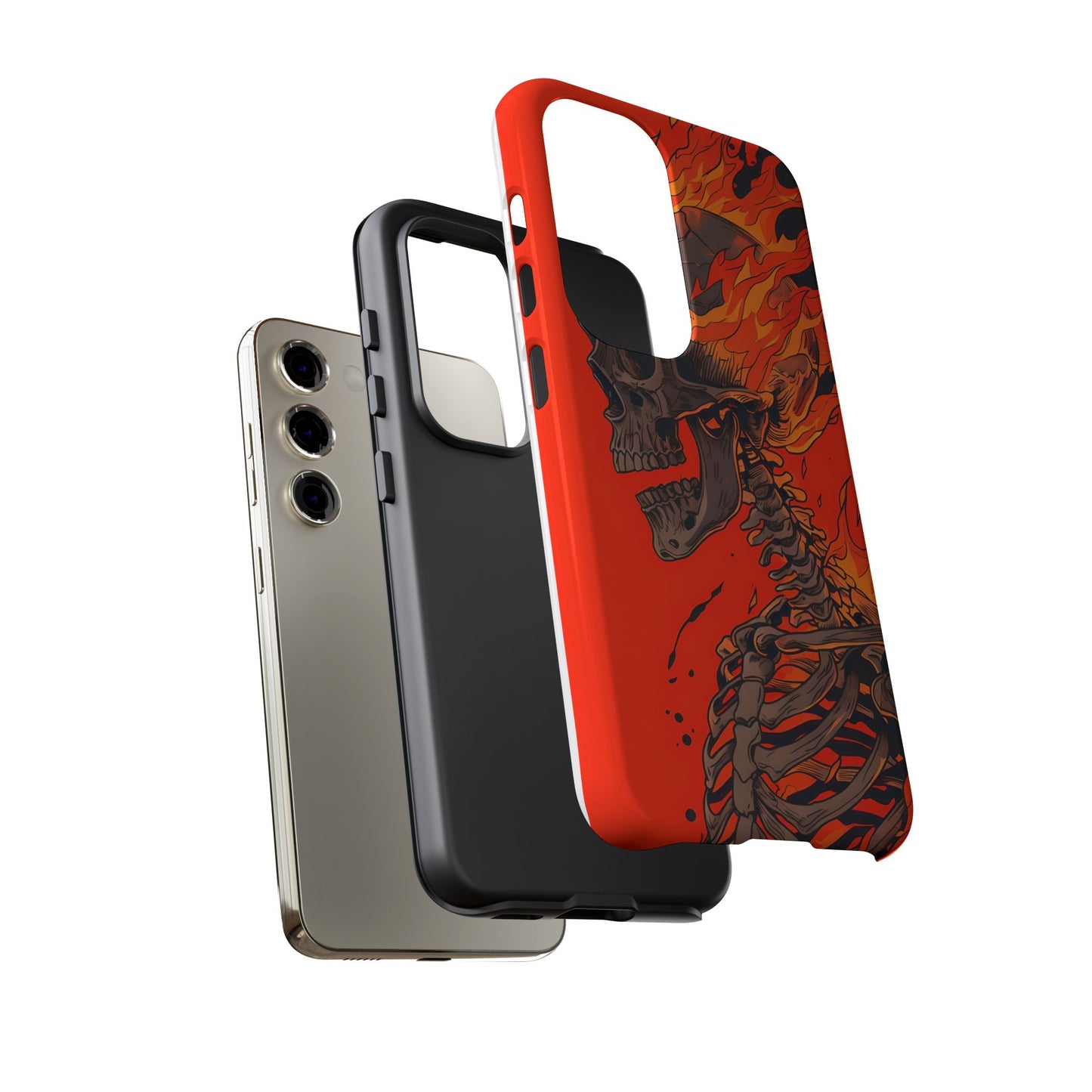 Flaming Skeleton Phone Case - Tough & Stylish Protection