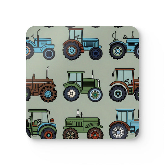 Farm Tractor Cork Coaster Set - Rustic Drinkware Accessory for Farmhouse Decor