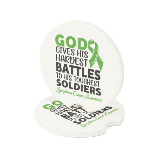 Inspirational Lymphoma Awareness Car Coaster - Gift for Cancer Survivors, Green Ribbon, Auto Accessory, Car Decor, Motivational Home Gift