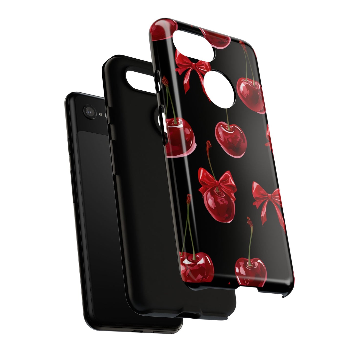 Coquette-Cherry Print Tough Phone Case - Stylish & Durable Protection