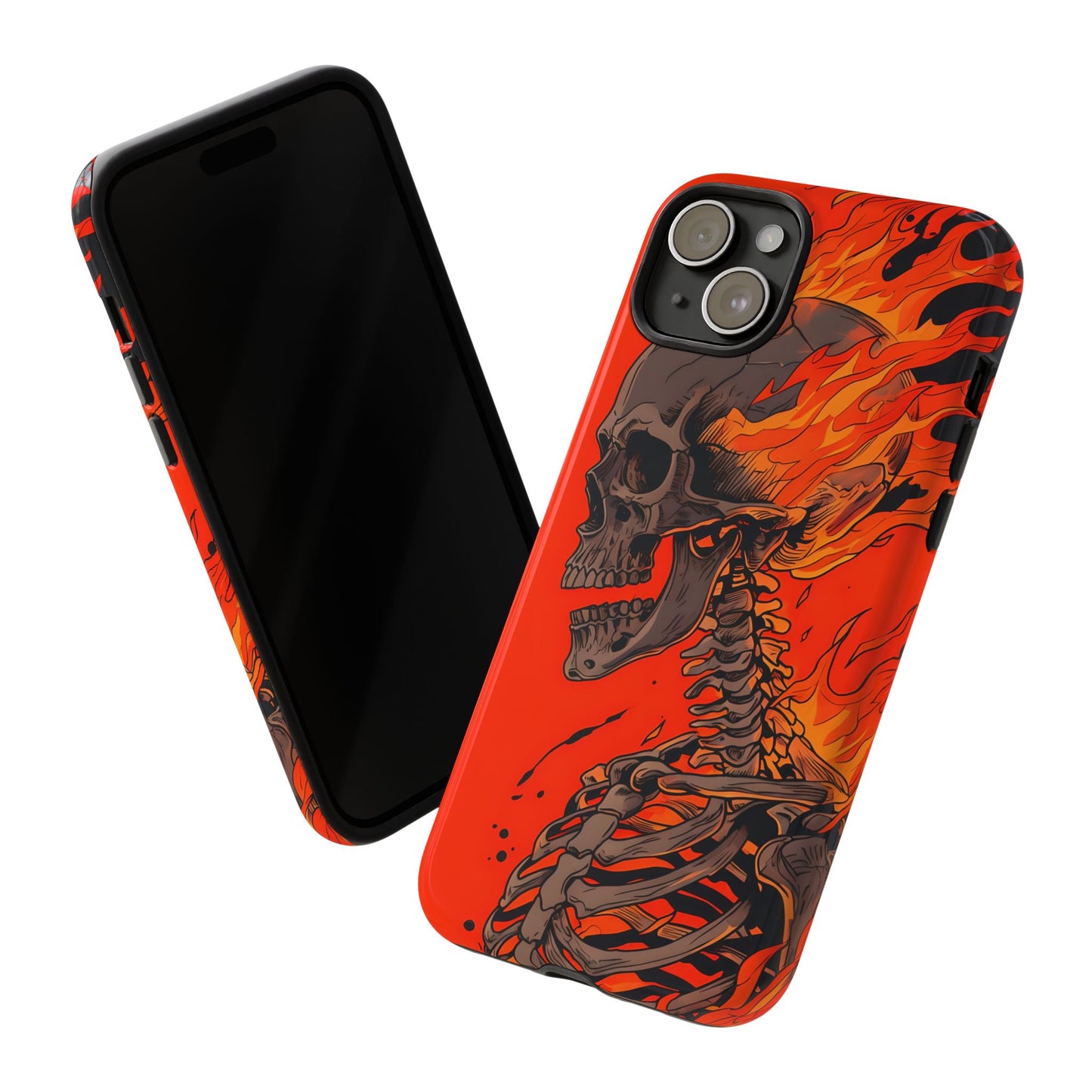 Flaming Skeleton Phone Case - Tough & Stylish Protection