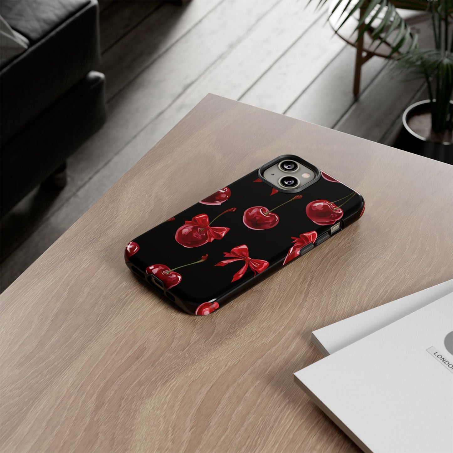 Coquette-Cherry Print Tough Phone Case - Stylish & Durable Protection