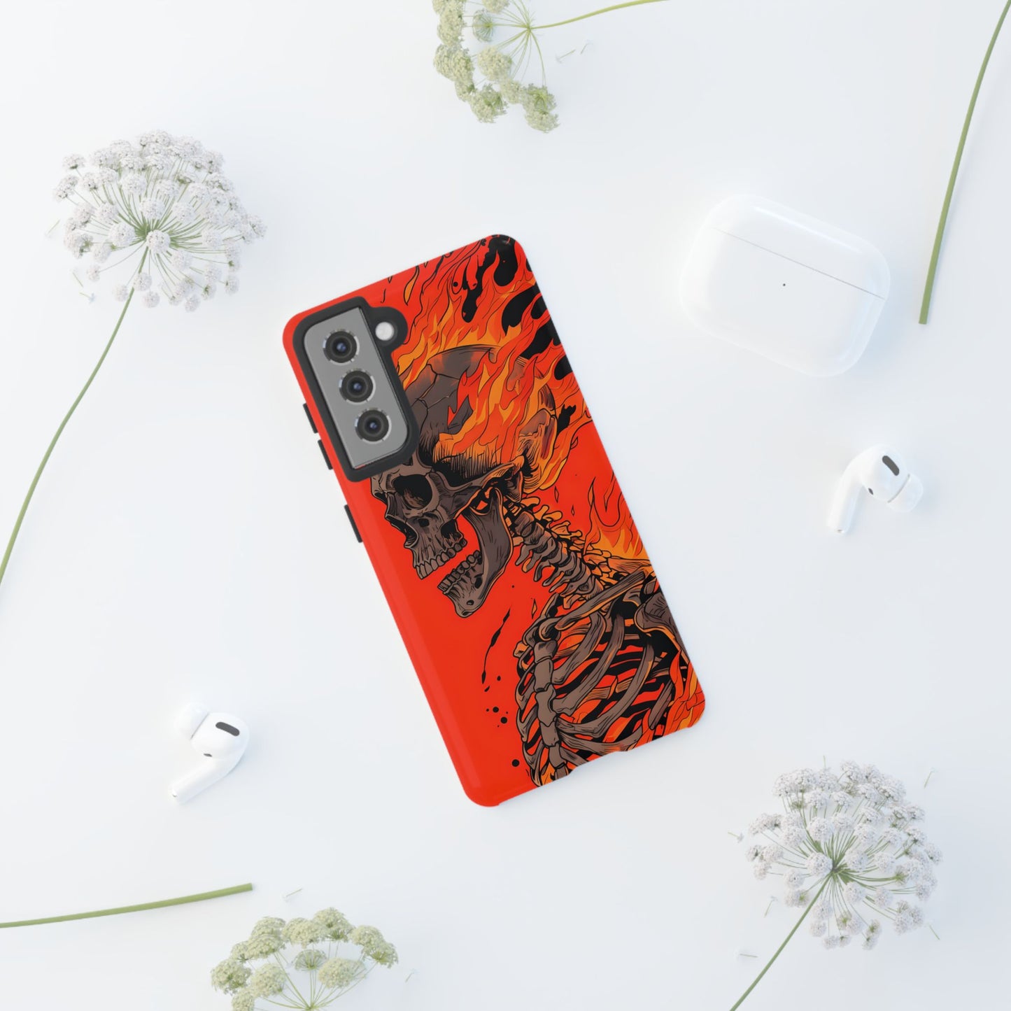 Flaming Skeleton Phone Case - Tough & Stylish Protection