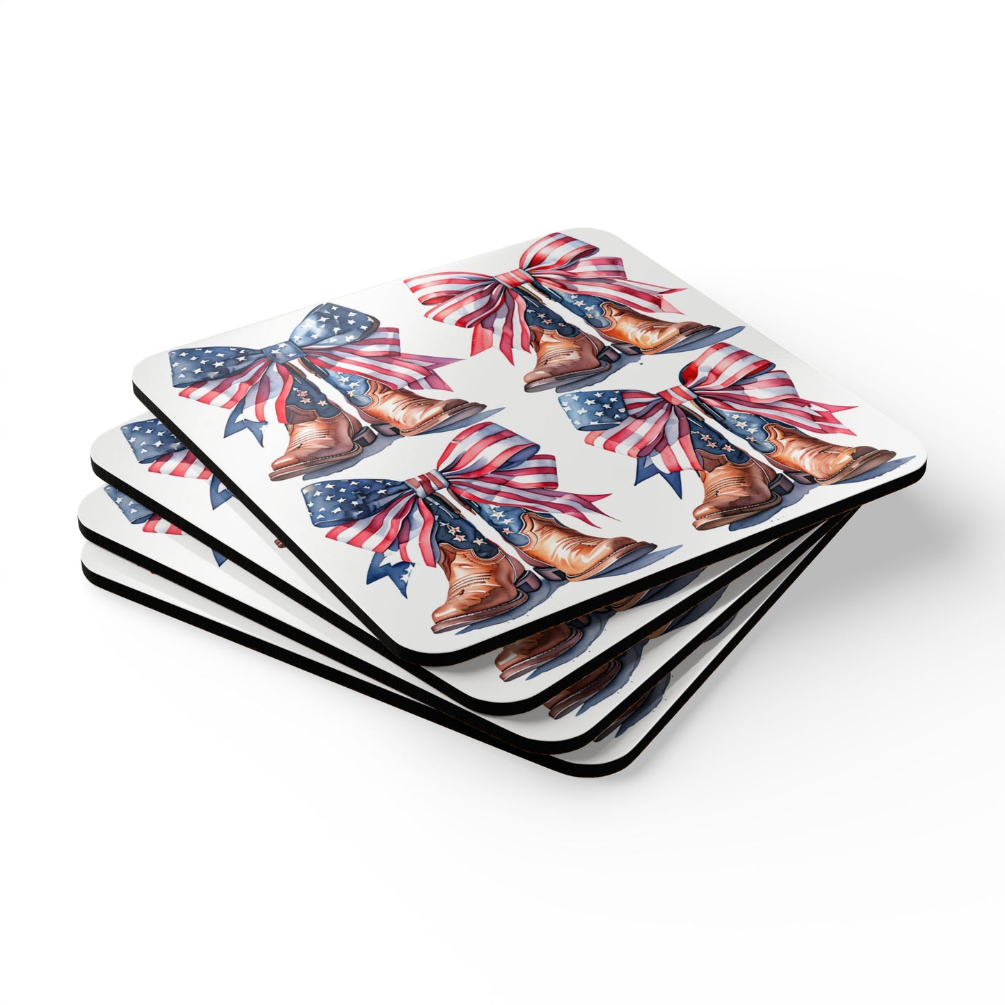 Patriotic Cowboy Coaster Set - 4-Pack with Americana Design