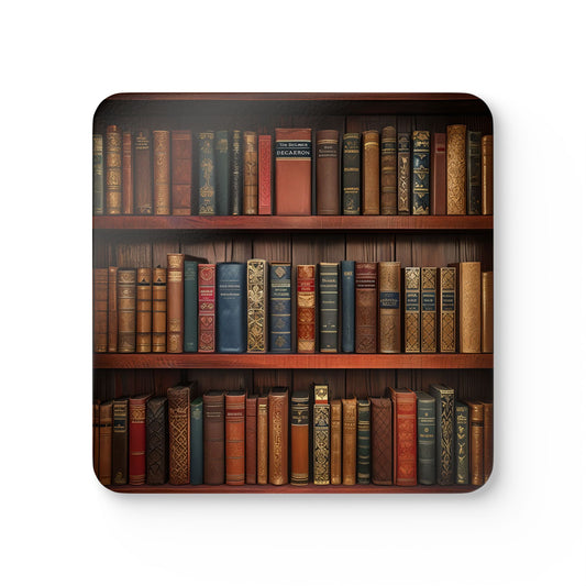 Vintage Book Lover Corkwood Coaster Set - Literary Home Decor