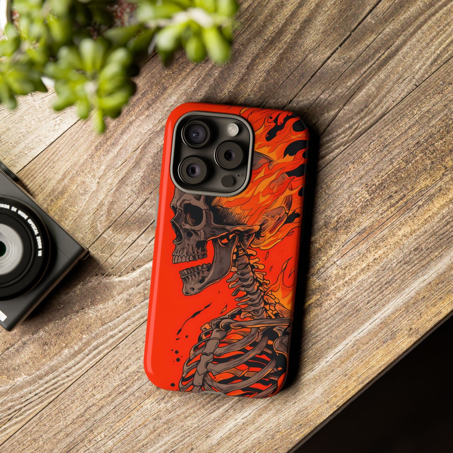 Flaming Skeleton Phone Case - Tough & Stylish Protection