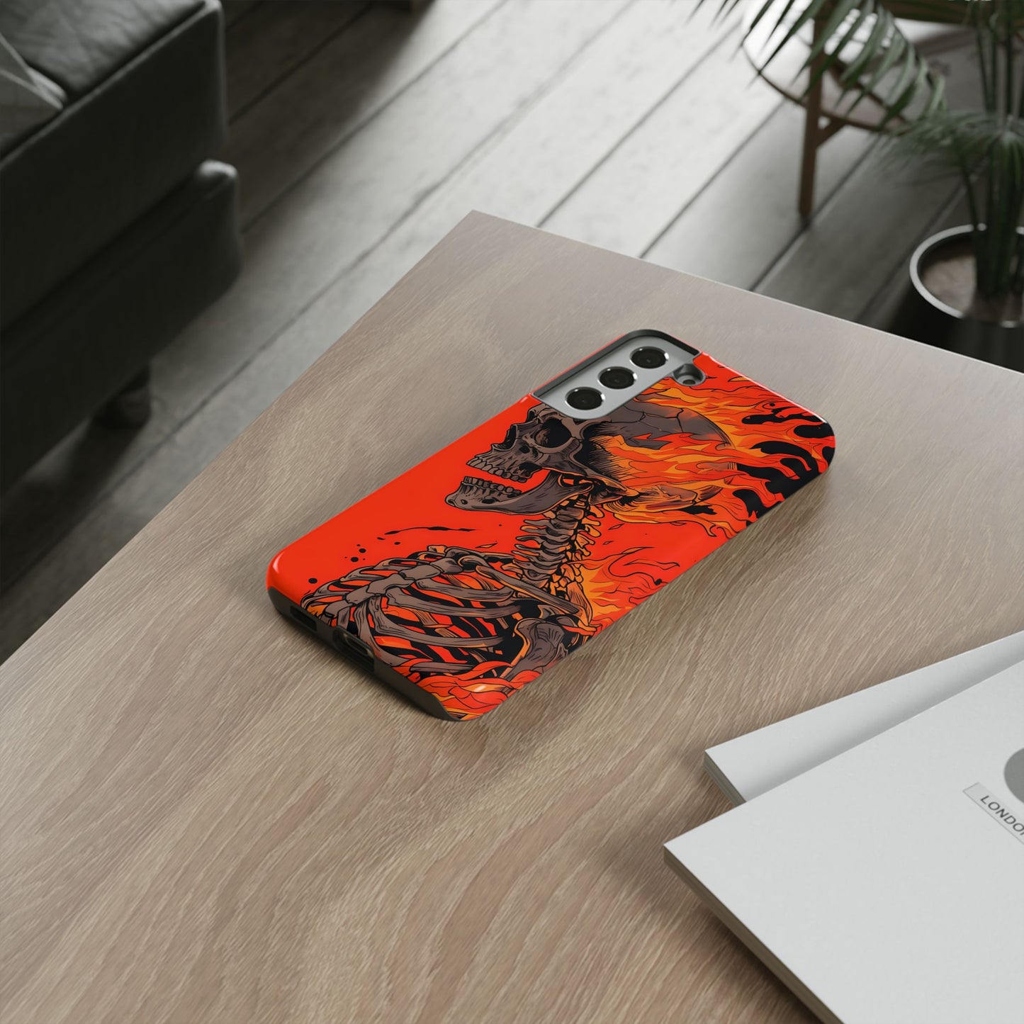 Flaming Skeleton Phone Case - Tough & Stylish Protection