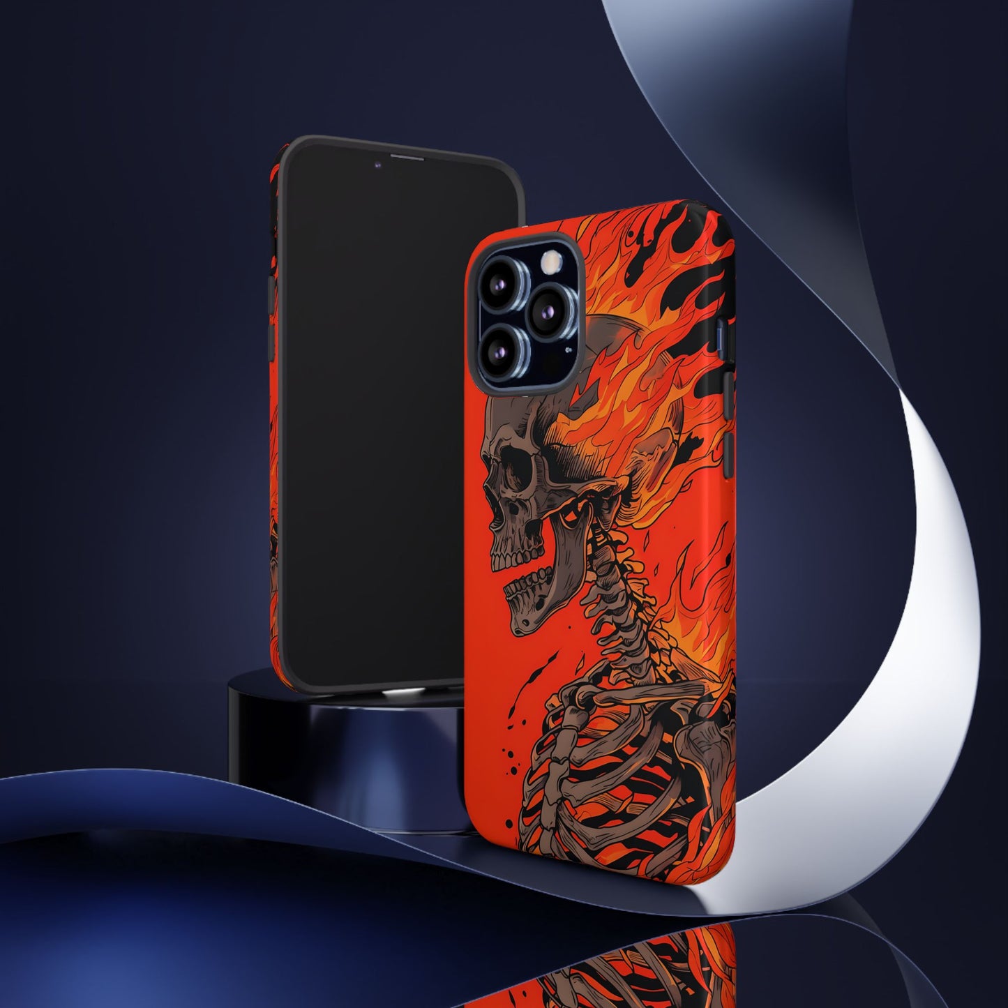 Flaming Skeleton Phone Case - Tough & Stylish Protection