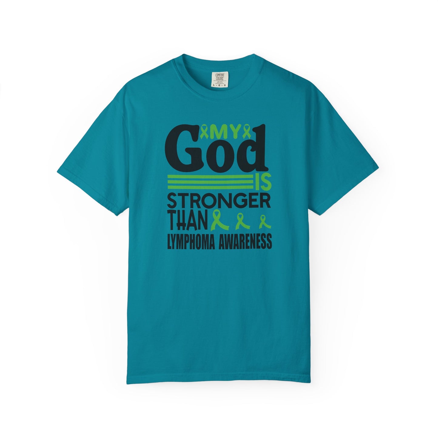 Lymphoma Awareness Tee - My God is Stronger Than, Unisex Garment-Dyed T-shirt, Cancer Support, Inspirational Gift, Comfortable Casual Wear