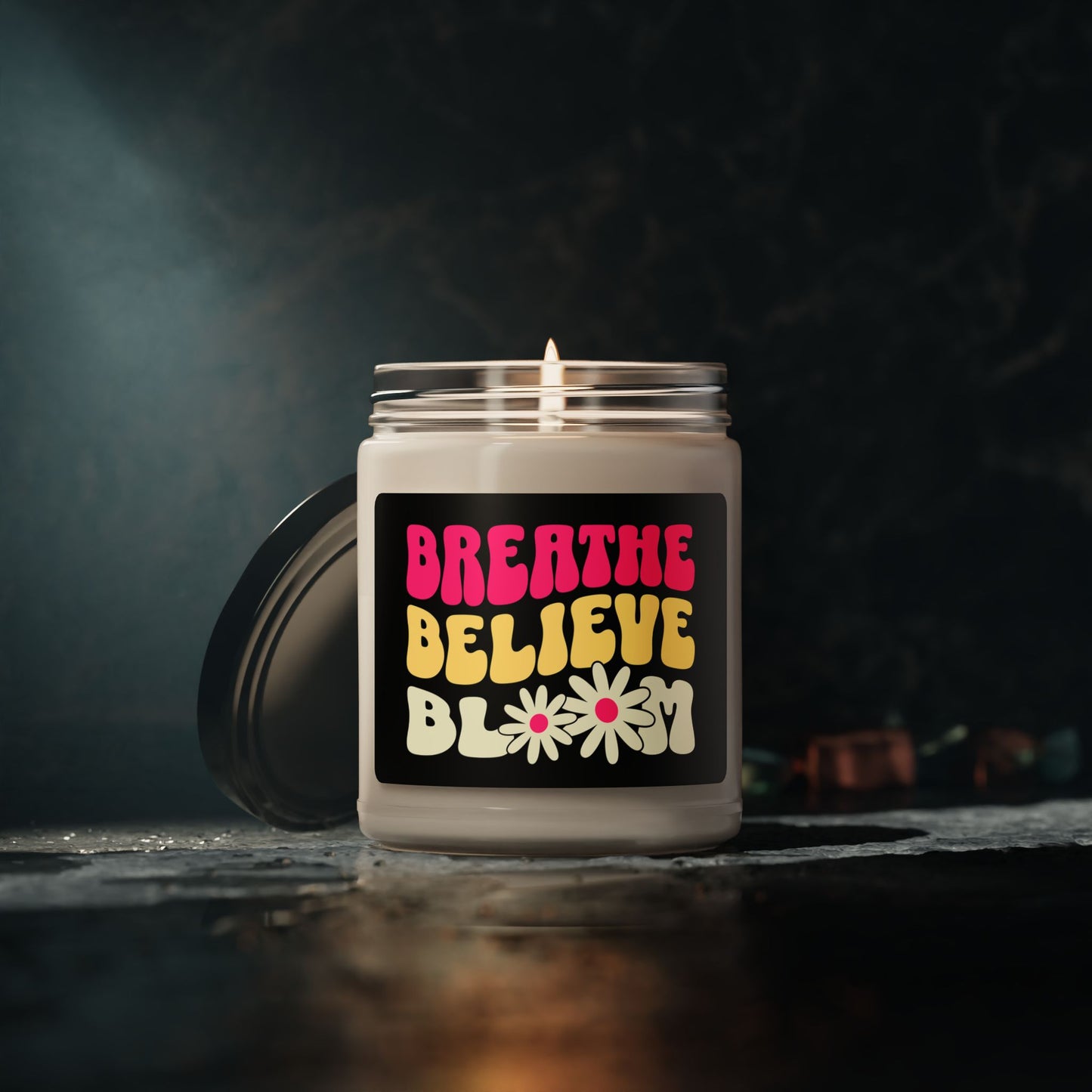 Breathe Believe Bloom Scented Soy Candle - 9oz Relaxation & Self-Care Gift