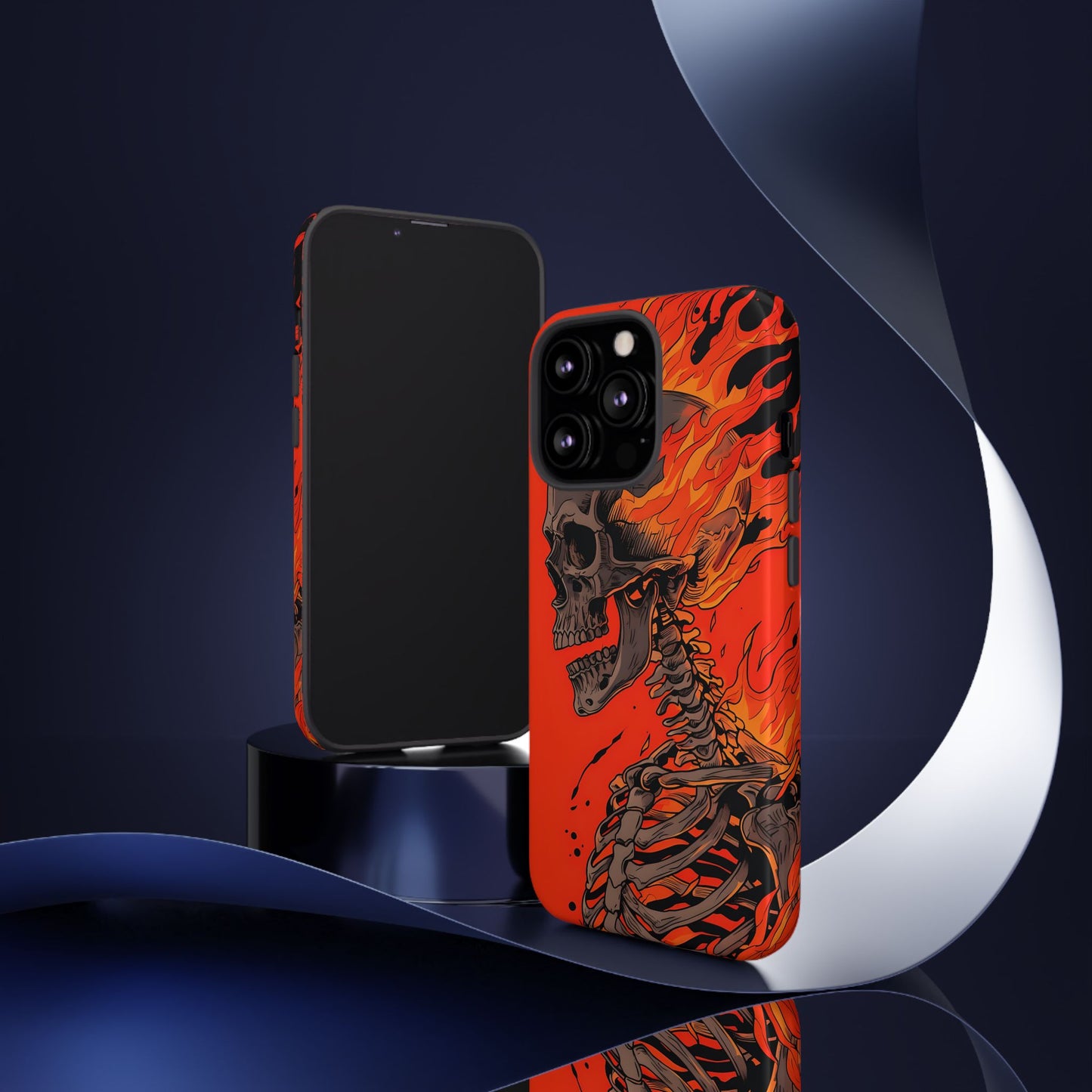 Flaming Skeleton Phone Case - Tough & Stylish Protection