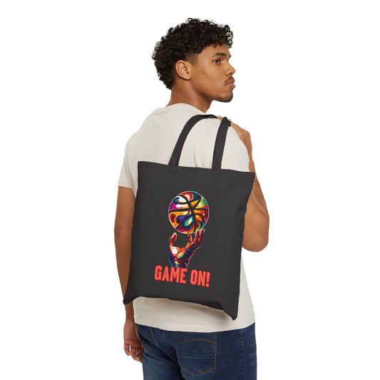 Game On! Basketball Cotton Canvas Tote Bag for Sports Lovers