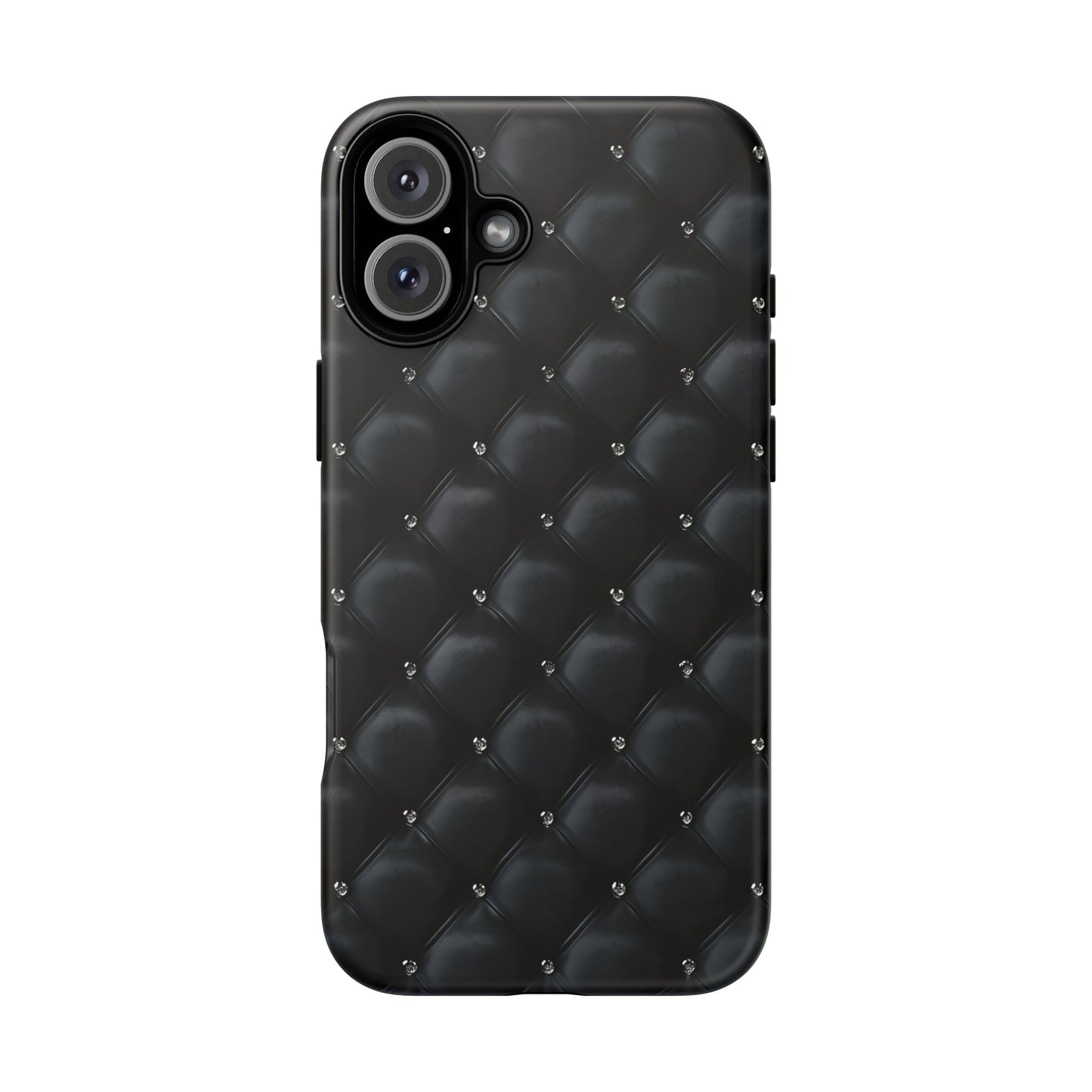 Stylish Tough Phone Case - Elegant Black Quilted Design