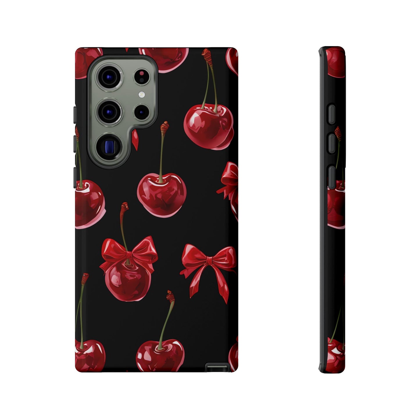 Coquette-Cherry Print Tough Phone Case - Stylish & Durable Protection