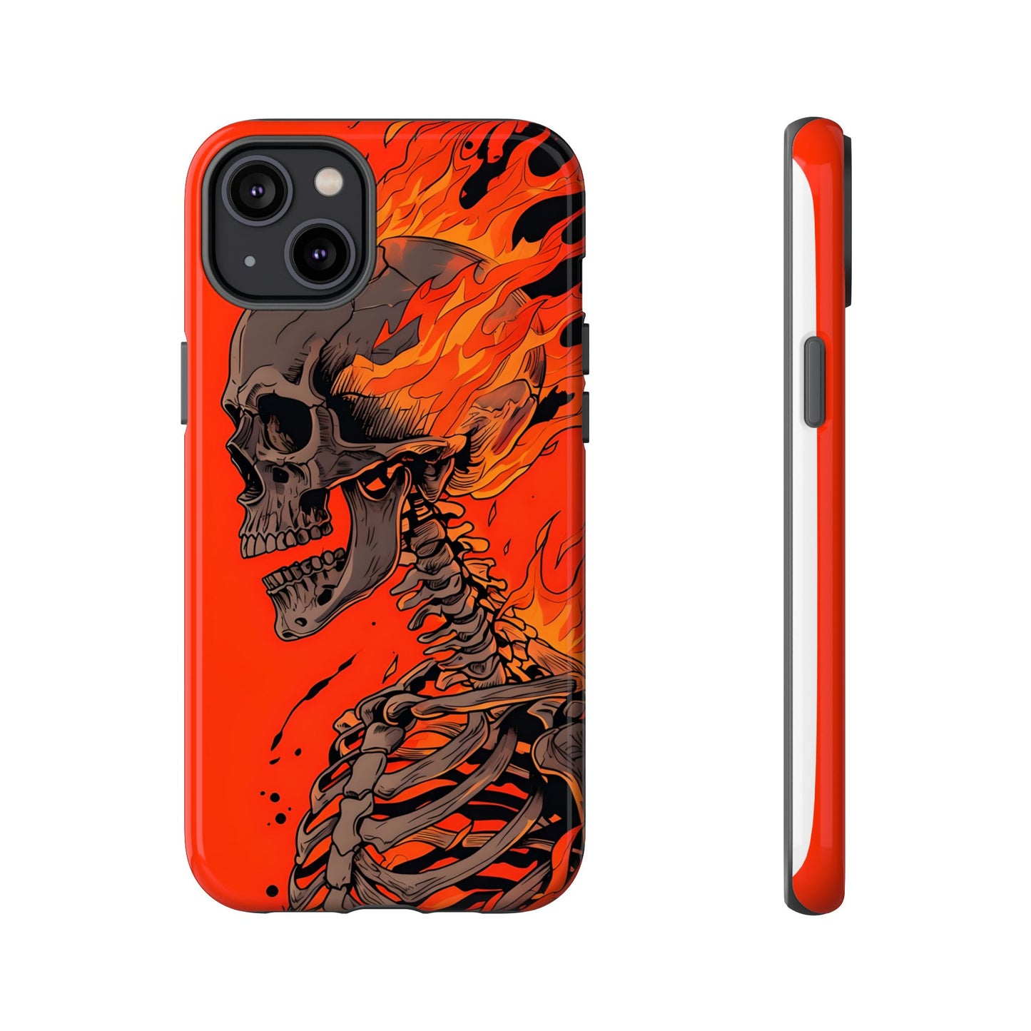 Flaming Skeleton Phone Case - Tough & Stylish Protection