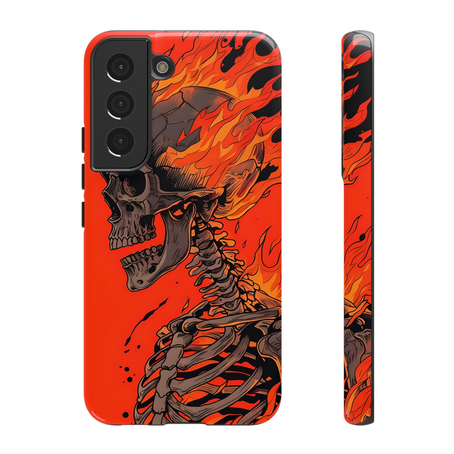 Flaming Skeleton Phone Case - Tough & Stylish Protection