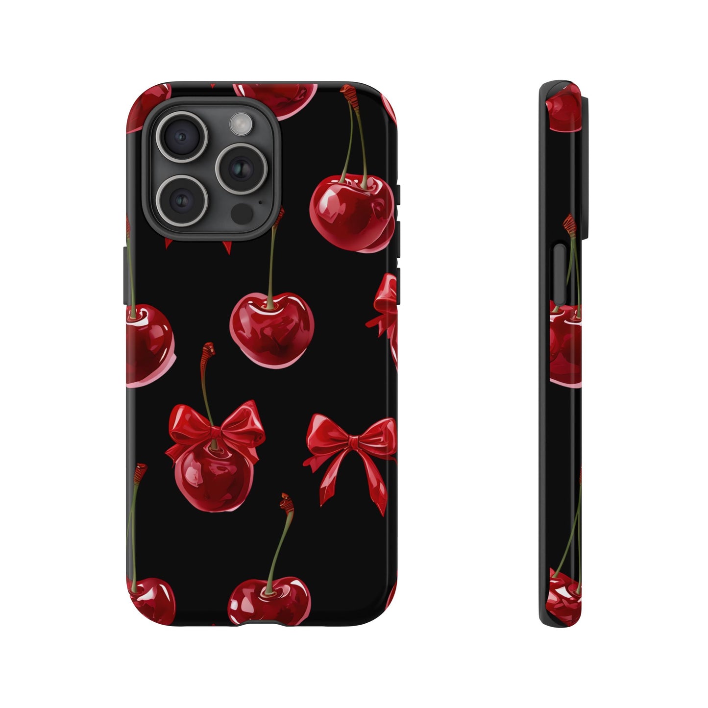 Coquette-Cherry Print Tough Phone Case - Stylish & Durable Protection