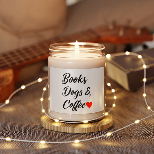 Books, Dogs & Coffee Scented Soy Candle - Perfect Gift for Book Lovers
