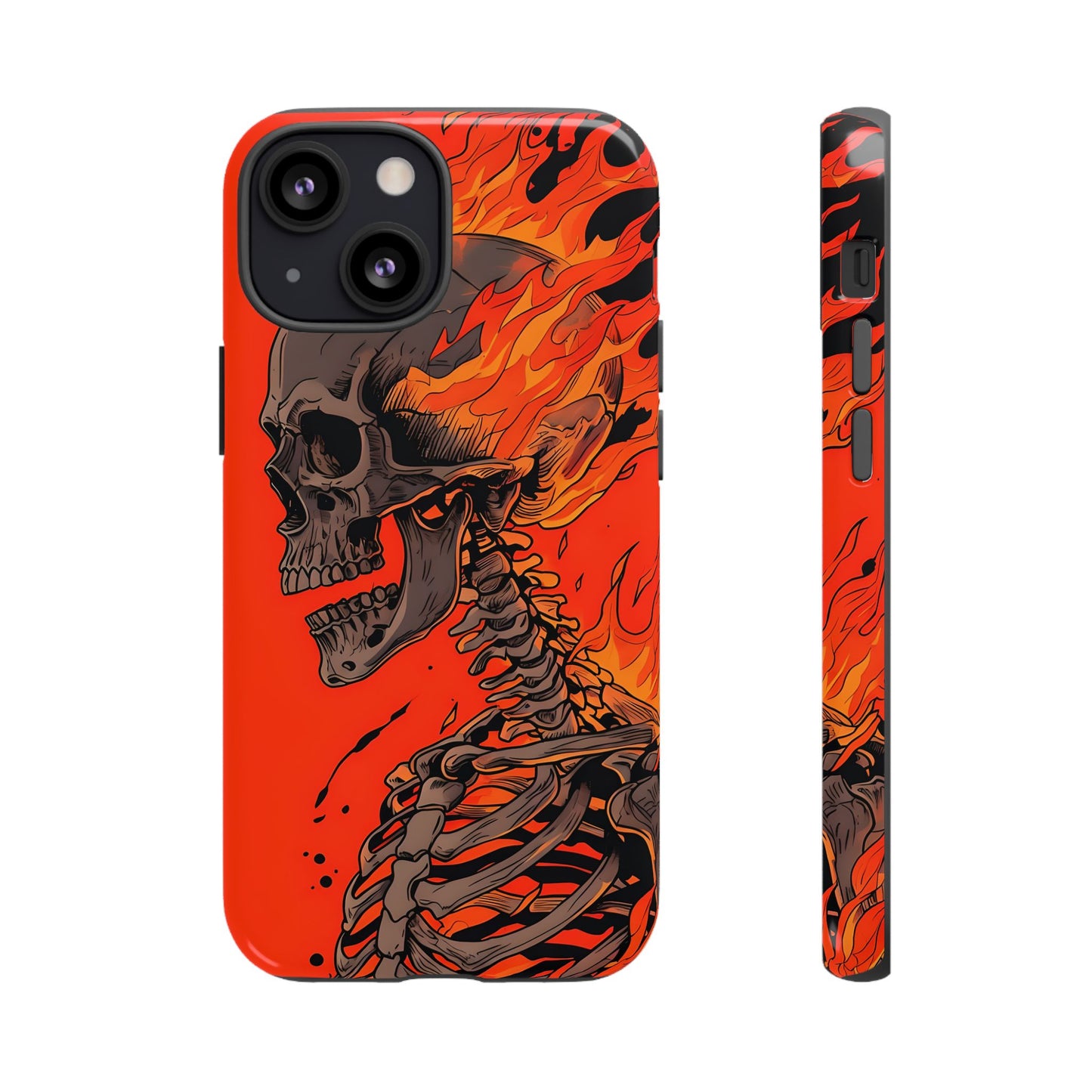 Flaming Skeleton Phone Case - Tough & Stylish Protection