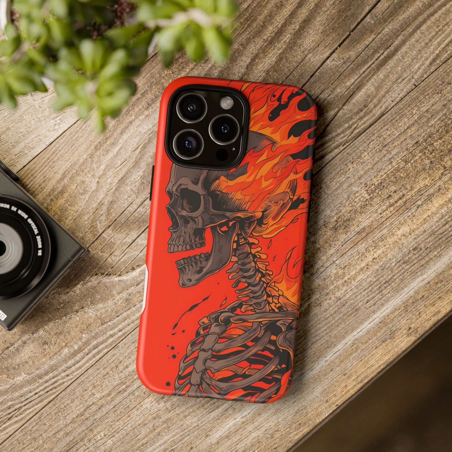 Flaming Skeleton Phone Case - Tough & Stylish Protection