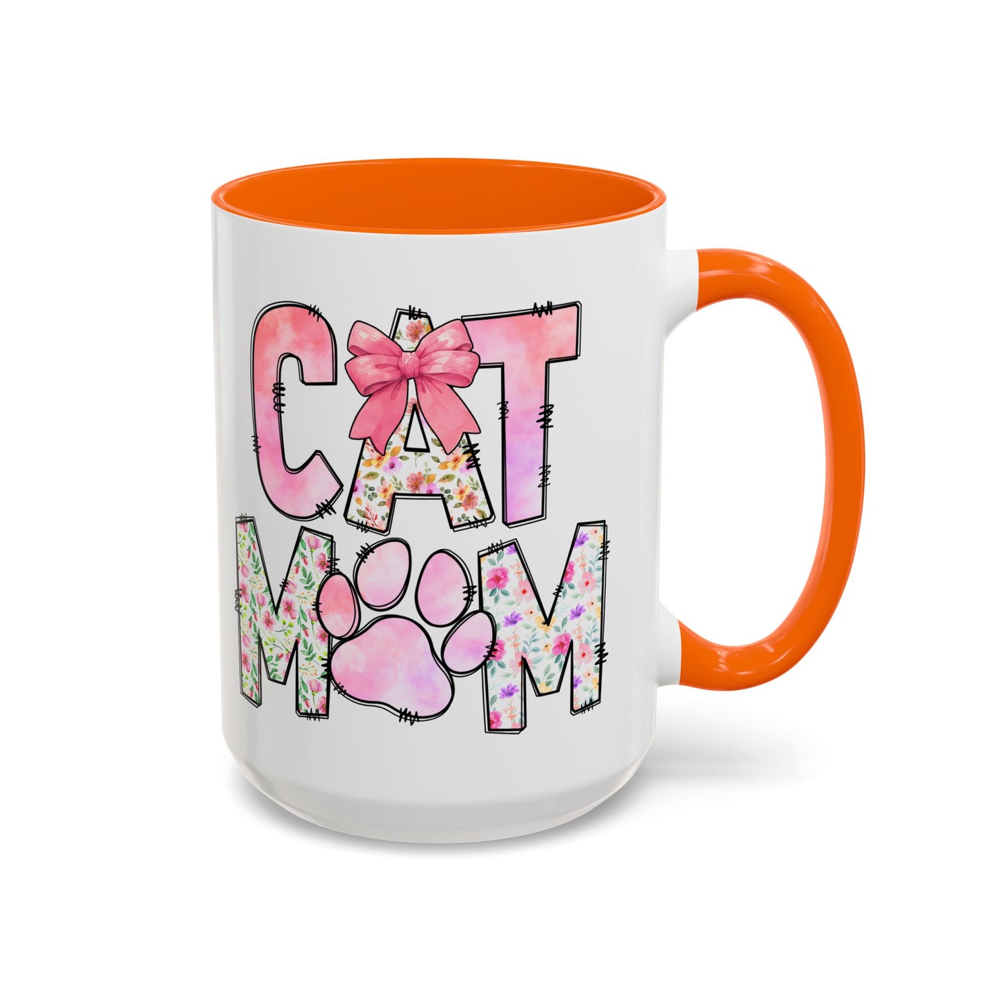 Floral Cat Mom 15oz Coffee Mug - Perfect Gift for Cat Lovers