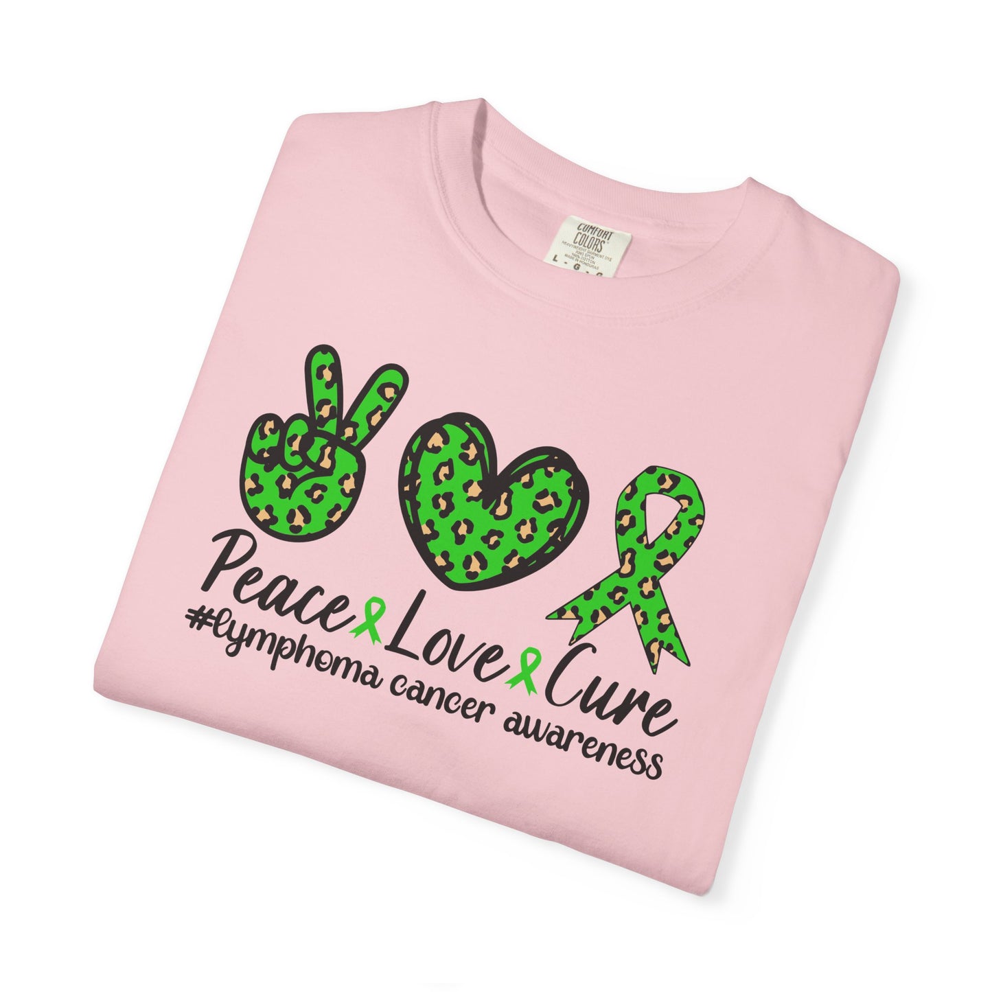 Peace, Love, Cure Unisex Garment-Dyed T-shirt for Lymphoma Awareness, Comfortable Tee, Cancer Support Shirt, Gift for Awareness [...]
