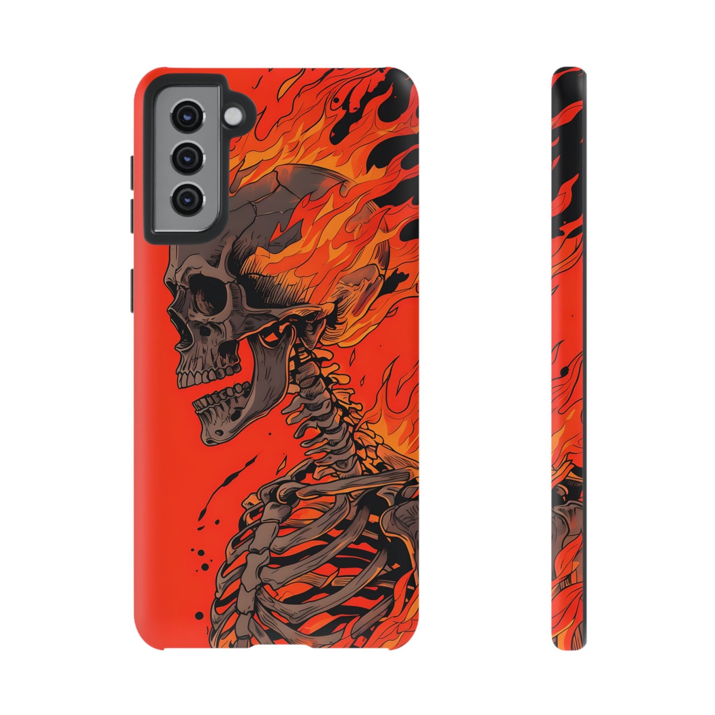 Flaming Skeleton Phone Case - Tough & Stylish Protection