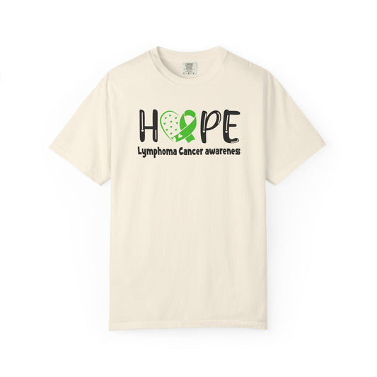 Lymphoma Awareness T-Shirt, Hope Ribbon Shirt, Cancer Support Tee, Unisex Garment-Dyed Tee, Fundraiser Apparel