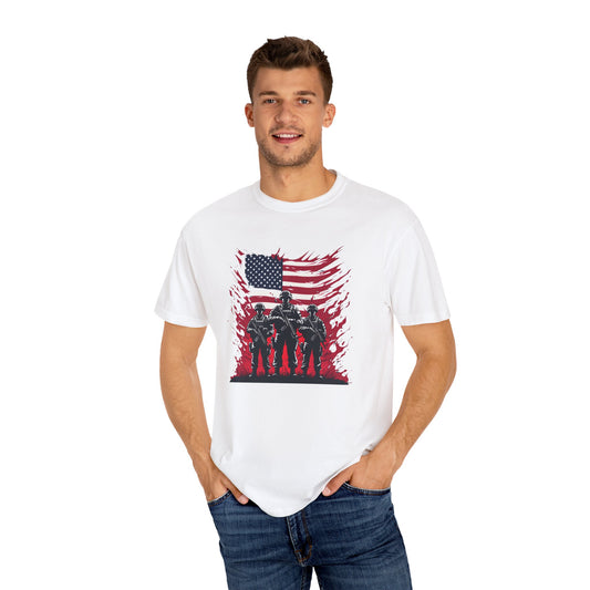 Patriotic Men’s Garment-Dyed T-Shirt | American Flag Design