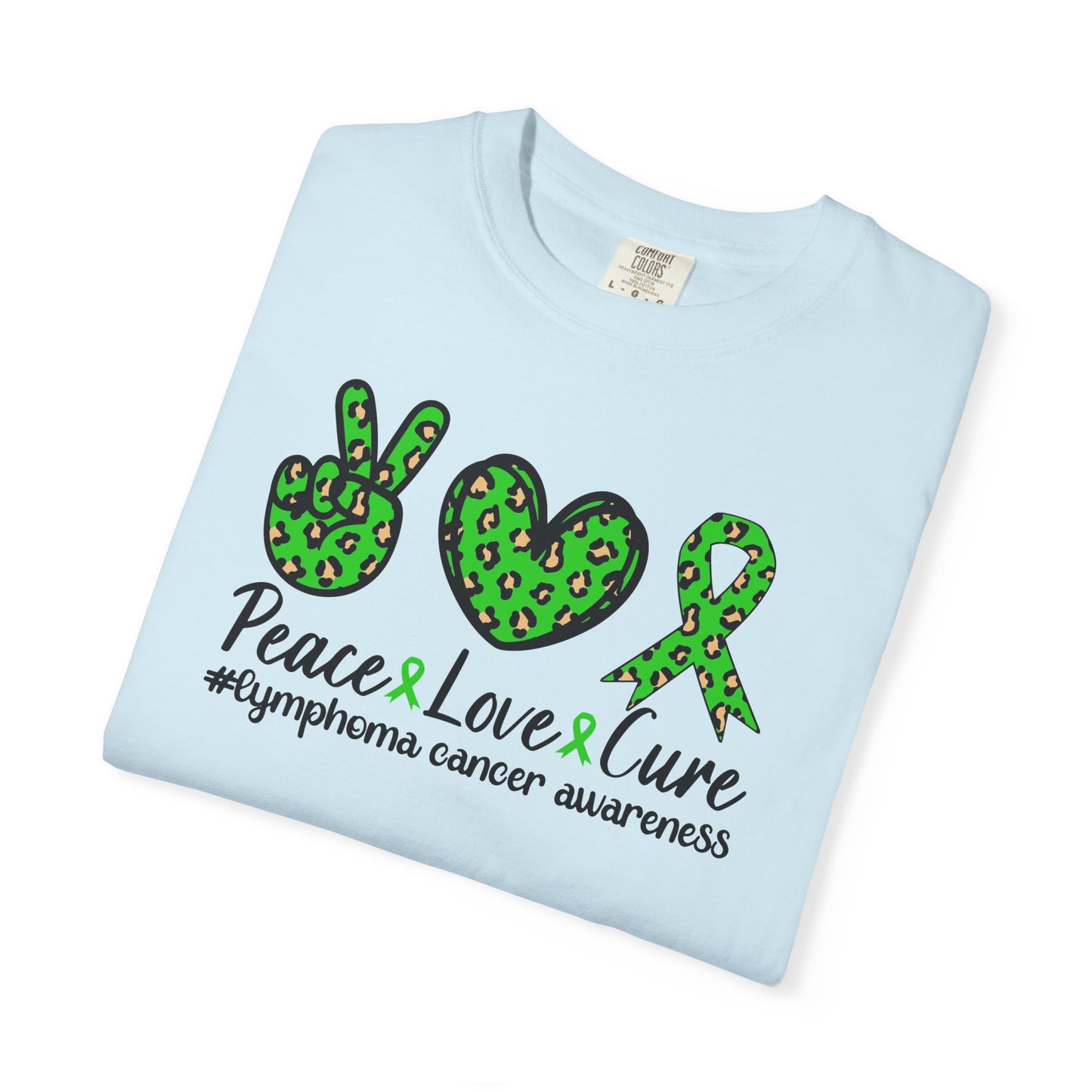 Peace, Love, Cure Unisex Garment-Dyed T-shirt for Lymphoma Awareness, Comfortable Tee, Cancer Support Shirt, Gift for Awareness [...]