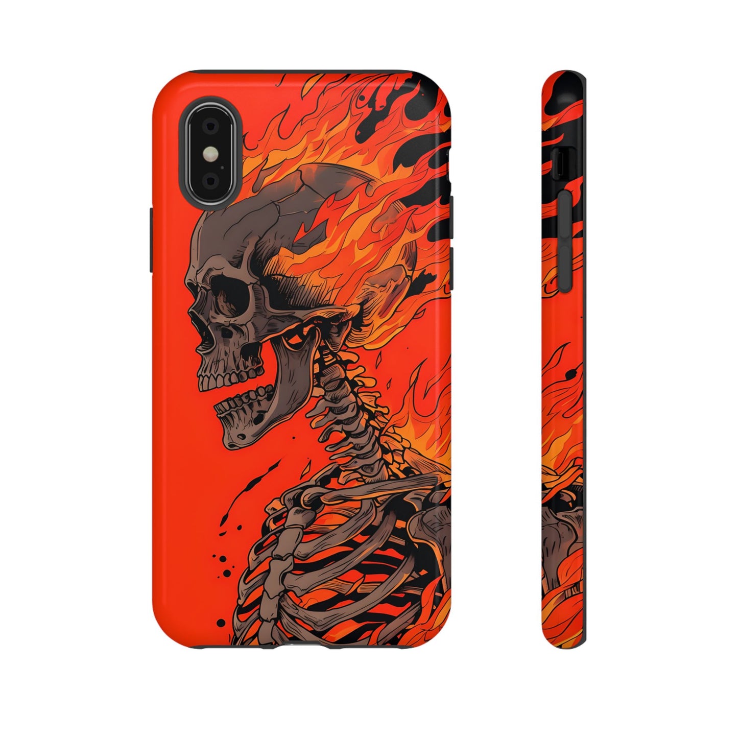 Flaming Skeleton Phone Case - Tough & Stylish Protection