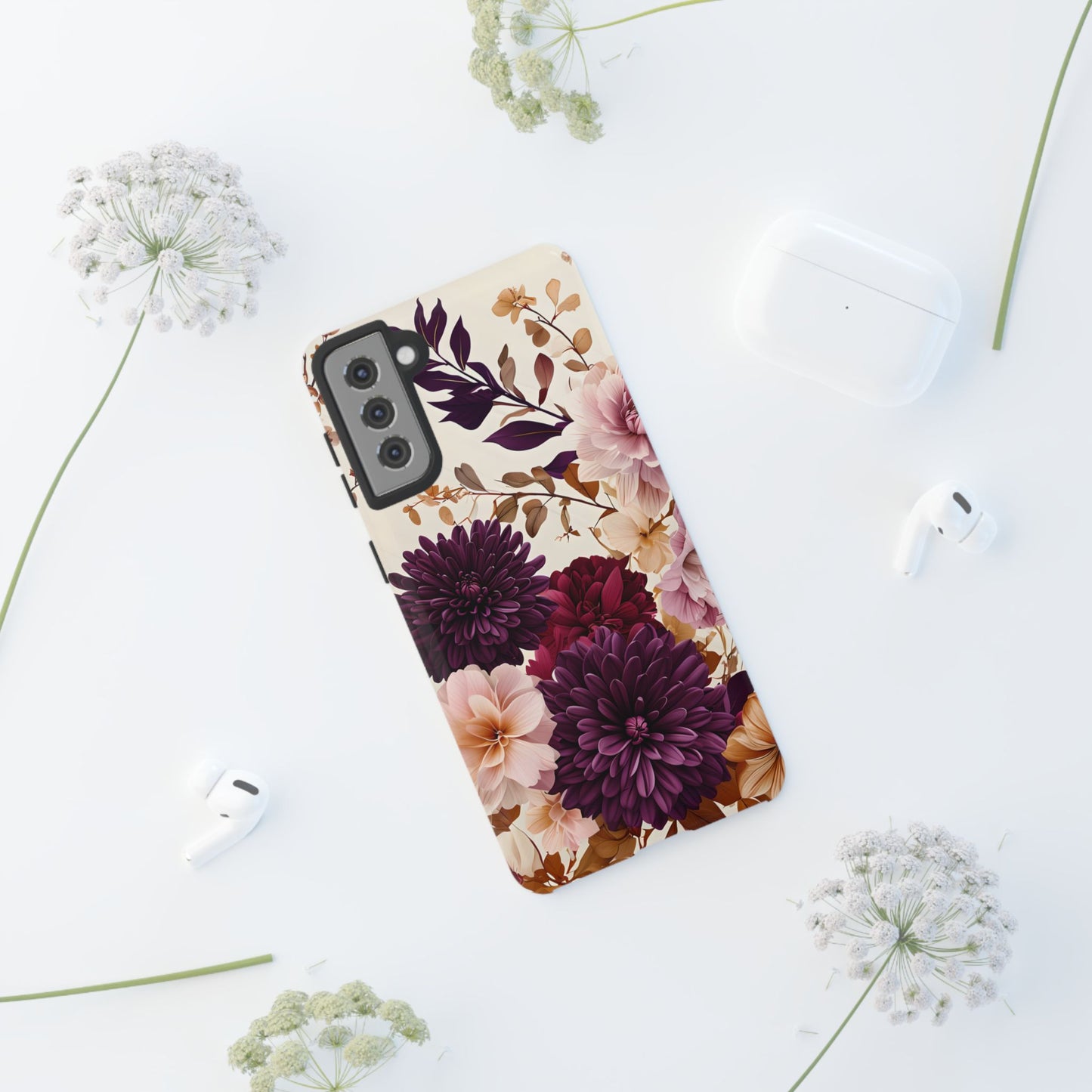 Floral Tough Phone Case - Elegant Design for iPhones & Androids