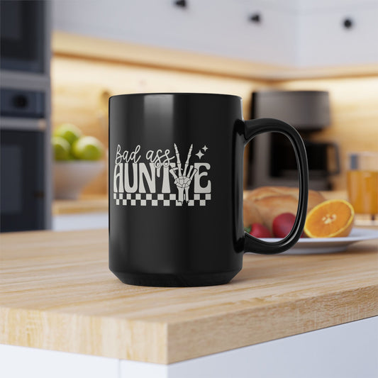 Bad Ass Auntie Black Mug - Stylish 15oz Coffee Cups for Empowered Aunts